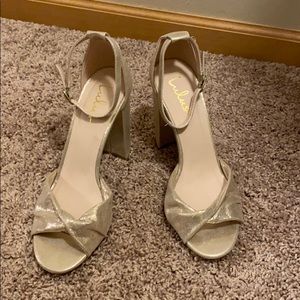 Golden Block Heel - Worn Once